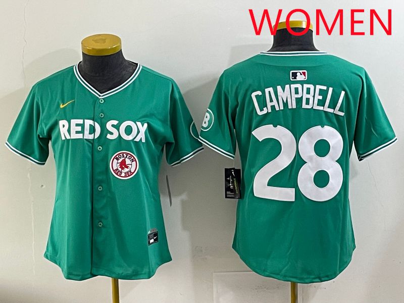 Women 2025 Boston Red Sox #28 Campbell Dark Green Joint Name Nike MLB Jersey style 10